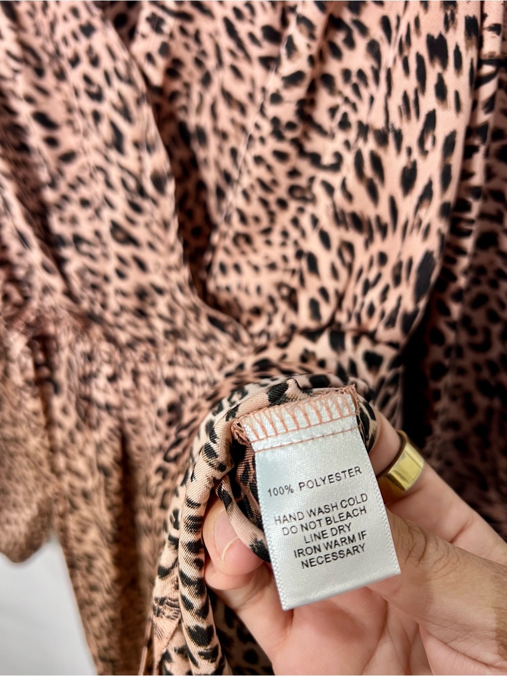 Mittoshop • Women’s  Beige and Black Leopard Print V-Neck Balloon Sleeve Dress - Picture 9 of 11